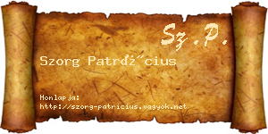 Szorg Patrícius névjegykártya